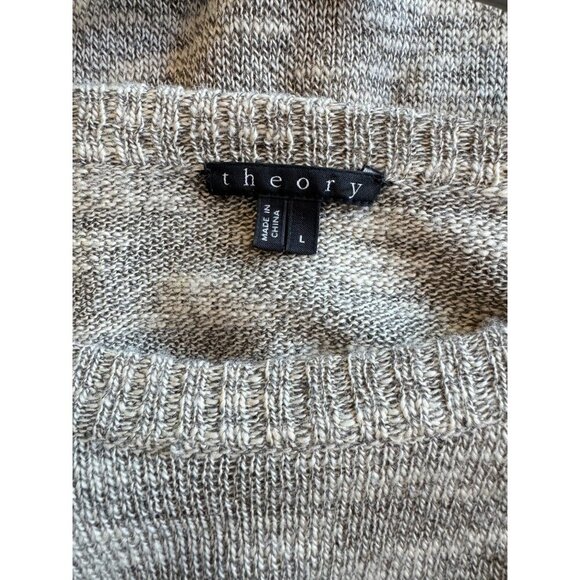 Theory Riland Wool Silk Blend Sweater Tan Grey Womens Size Large - Picture 4 of 6